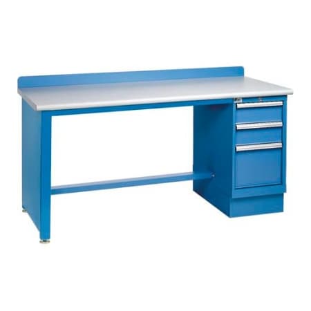 Lista International Technical Workbench w/Tech Leg, 3 Drawer Cabinet, Plastic Laminate Top - Blue XSTB23-72PT/BB
